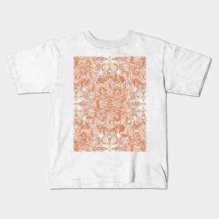 Autumn Peach Art Nouveau Pattern Kids T-Shirt